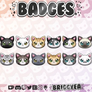 Cute Cat Twitch Sub or Bit badges set
