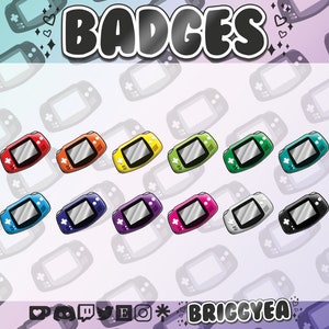 Cute Gameboy Advance Twitch Sub or Bit badges set