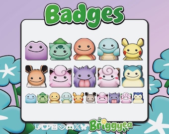Cute Ditto Pokemon Twitch badges set