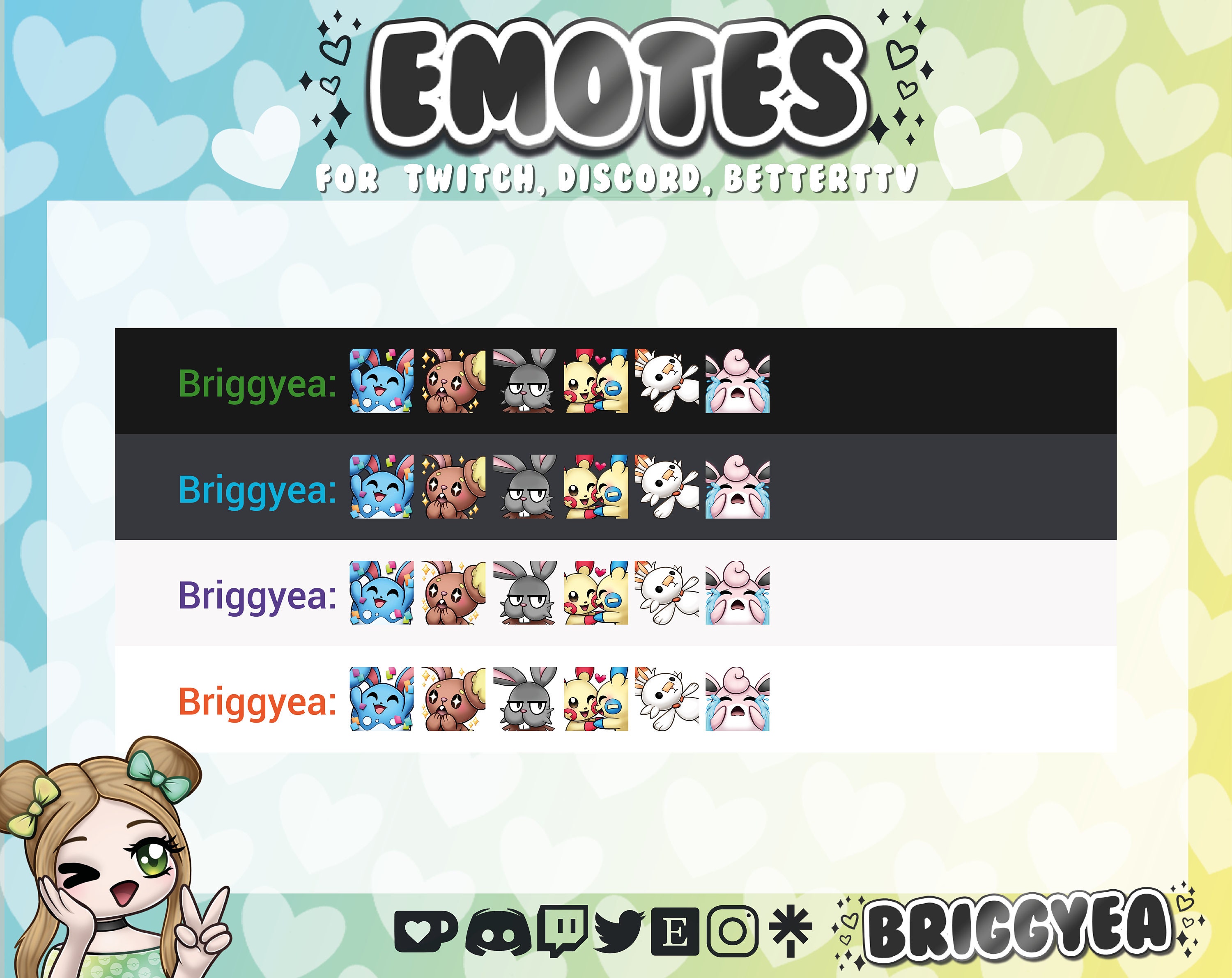 Cute Pokemon Rabbits Emote Set - Etsy