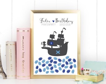 for about 40-50 fingerprints individualisert with name and age of the child Fingerprint tree A4 children/'s birthday birthday girl