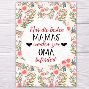 A6 Postkarte für Mamas in lachs/rot Glanzoptik Papierstärke 235g/m2 Geschenk für zukünfige Omas