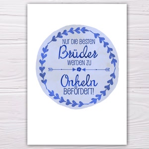 A6 Postkarte für Bruder in lila/blau Glanzoptik Papierstärke 235g/m2 Geschenk für zukünftigen Onkel