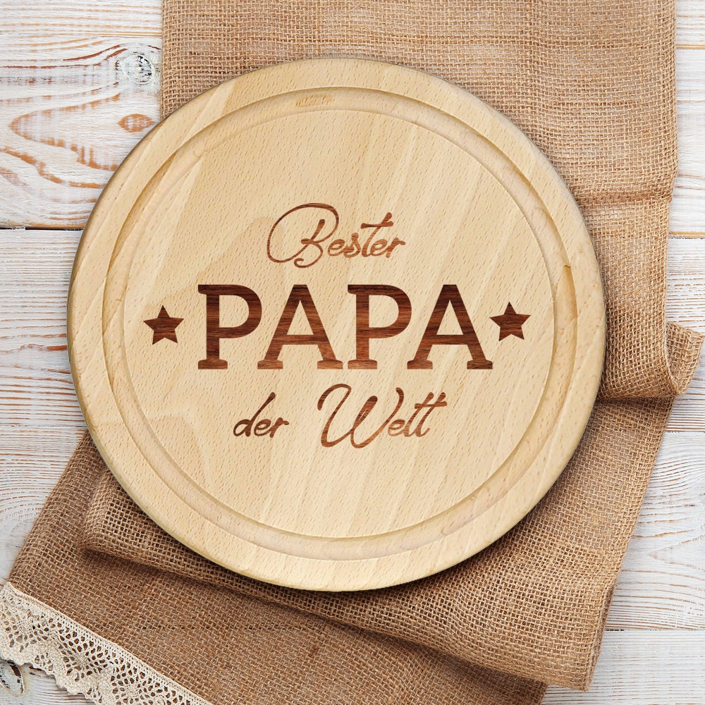 Holzbrett Bester PAPA der Welt mit Gravur, Jausenbrett, Schneidebrett mit Name, 25cm , Geschenk Papa, Vatertag