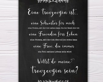 A6 Postcard for groomswoman or bridesmaid in black black black panel gloss optics paper thickness 235 g / m2 gift for bridesmaid or groomswoman