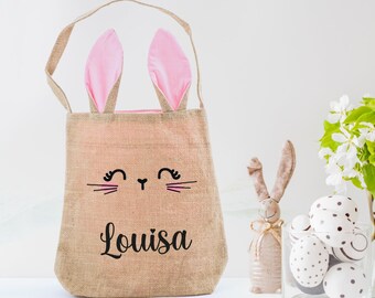 personalisiertes Osterkörbchen | Mit Name | mit Oster-Hase | Ostern | Osterkörbchen | Ostertasche | Osternest | Geschenk Kinder | Jute