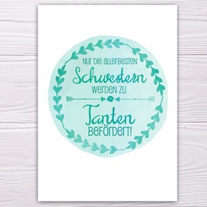 A6 Postkarte für Schwester in türkis Glanzoptik Papierstärke 235g/m2 Geschenk für Schwester