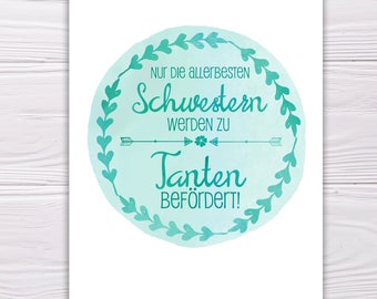 A6 Postcard for Sister in Turquoise Gloss Optics Paper Thickness 235g/m2 Gift for Sister