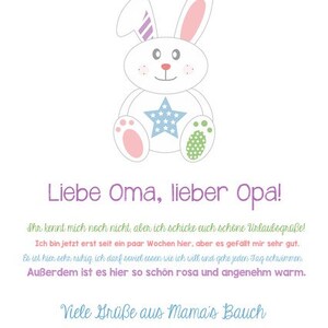 A6 Postkarte für Eltern in Babyfarben Glanzoptik Papierstärke 235g/m2 Geschenk für zukünftige Omas und Opas Bild 3