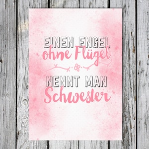 Postkarte Schwester Engel Geschwister