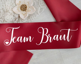 Schärpe für den JGA "Team Braut" rot für JGA, Junggesellenabschied, Henparty, Polterabend, Braut, Brautjungfer