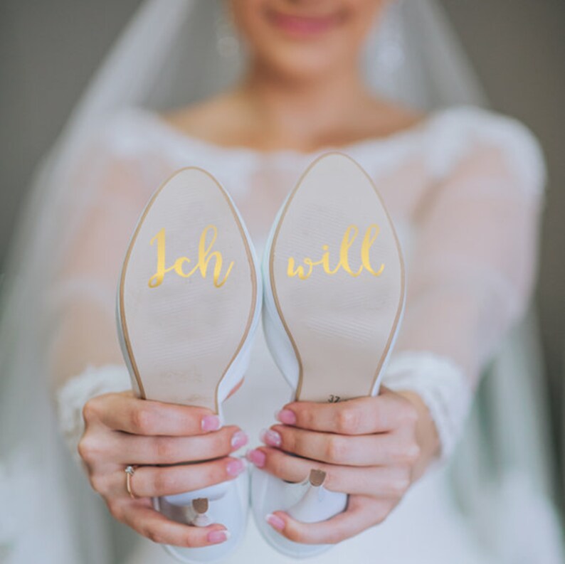 Shoe stickers for your wedding on weatherproof vinyl foil gold for her and him, bridal shoe, groom shoe, wedding shoe image 1