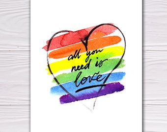 Postkarte “All you need is love” für gleichgeschlechtliche Paare