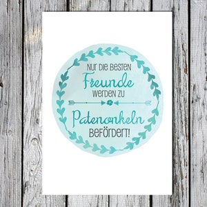 A6 Postcard for Godson in turquoise gloss look paper thickness 235g/m2 gift for future godson image 2