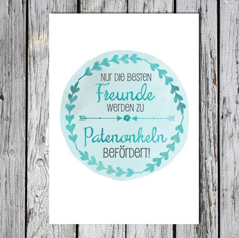 A6 Postcard for Godson in turquoise gloss look paper thickness 235g/m2 gift for future godson image 2