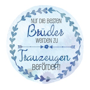 A6 Karte, Postkarte Hochzeit Bruder, Trauzeuge blau/wasserfarben Bild 2