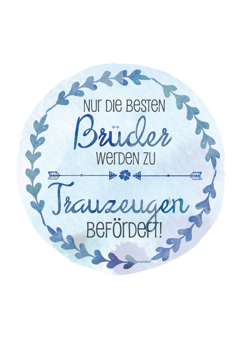 A6 Karte, Postkarte Hochzeit Bruder, Trauzeuge blau/wasserfarben Bild 2