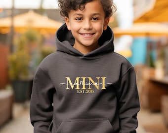 Sweat à capuche pour enfants personnalisé avec nom, pour Mini, cadeau prénom, idée cadeau, anniversaire, Noël, naissance, pull à capuche, pull