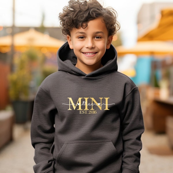 Kinder Hoodie personalisiert mit Name, für Mini, Namensgeschenk, Geschenk-Idee, Geburtstag, Weihnachten, Geburt, Kapuzen-Pullover, Sweater