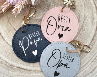 Keychain with name personalized, pendant, round, gift grandma grandpa mom, mother's day, father's day, best friend, work colleague