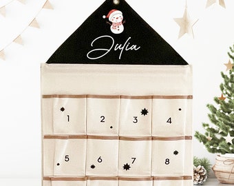 personalisierter Adventskalender aus Stoff mit Tiermotiv zum Befüllen, Adventkalender, Weihnachtsdeko, Geschenk-Idee beste Freundin Kinder