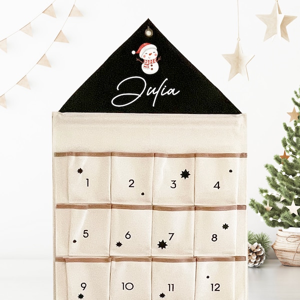 personalisierter Adventskalender aus Stoff mit Tiermotiv zum Befüllen, Adventkalender, Weihnachtsdeko, Geschenk-Idee beste Freundin Kinder