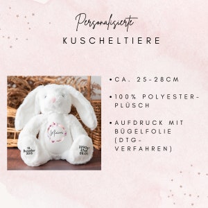 Kuscheltier personalisiert mit Name und Foto, Baby-Geschenk, Tauf-Geschenk, Plüschtier, Stofftier, Hase, Geburt, Erinnerung, Kinder, Taufe Bild 8