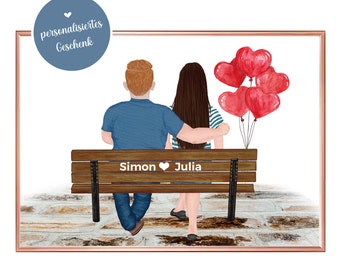 personalized poster for couples on bank for Valentine's Day, anniversary, wedding anniversary as a gift Digital file up To A2