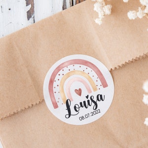 20 adesivi rotondi con nome e arcobaleno per battesimo, compleanno bambini, regali per feste con adesivi, adesivi con nome, adesivi per la scuola, personalizzati,