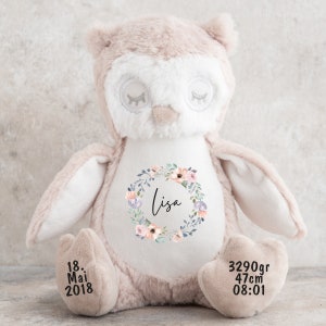 Kuscheltier personalisiert mit Name, Baby-Geschenk, Tauf-Geschenk, Plüschtier, Stofftier, Hase, zur Geburt, Erinnerung, Kinder, Taufe afbeelding 1