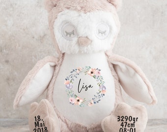 Kuscheltier personalisiert mit Name, Baby-Geschenk, Tauf-Geschenk, Plüschtier, Stofftier, Hase,  zur Geburt, Erinnerung, Kinder, Taufe