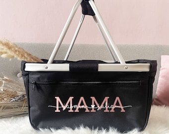 Personalized shopping basket for mom with children's names, gift grandma, gift Mother's Day, foldable, Mother's Day gift, shopping bag