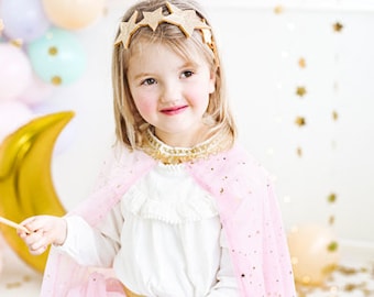 Princess Stars Headband Pink Gold Carnival Costume, Carnival Costume, Halloween, Children's Birthday Princess, Birthday Princess