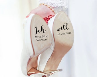 Customizable shoe stickers for your wedding on vinyl foil black for him and her, bridal shoe, groom shoe, wedding shoe