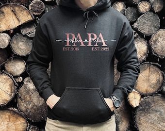 Papa Hoodie personalisiert mit Name, für Papa, Geschenk-Idee, Geburtstag, Weihnachten, Geburt, werdende Väter, Kapuzen-Pullover, Sweater