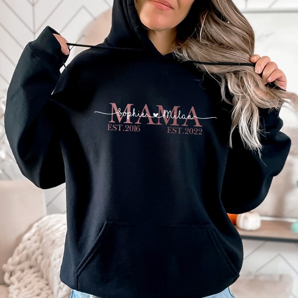 Mama Hoodie personalisiert mit Name, für Mama, Geschenk-Idee, Geburtstag, Weihnachten, Geburt, werdende Mütter, Kapuzen-Pullover, Sweater