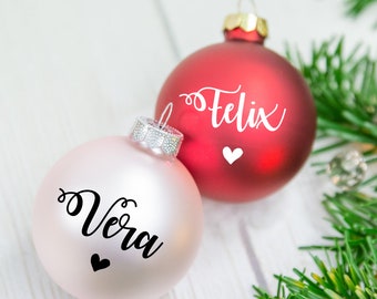 Personalisierte Weihnachtskugel mit Namen und Symbol | Glas 6cm | Familie, Freunde, Geschenkidee Weihnachten, personalisiert, Geschenk