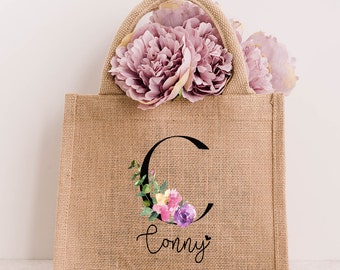 Jute bag personalized with name and PurbleBlush for best friend, mom, family, Christmas, gift bag, gift idea, Mother's Day