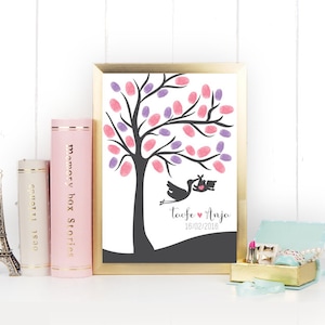 for about 40-50 fingerprints individualisert with name and age of the child Fingerprint tree A4 children/'s birthday birthday girl