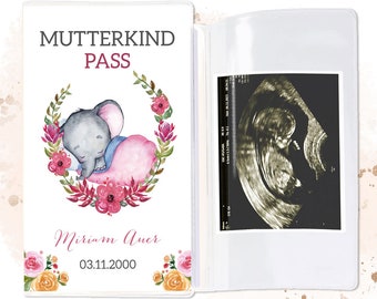 Mutter-Kind-Pass-Hülle, personalisiert mit Name, Mutterpass, Geburt, Taufe, Papier, Organizer, Schwangerschaft, Geschenk-Idee