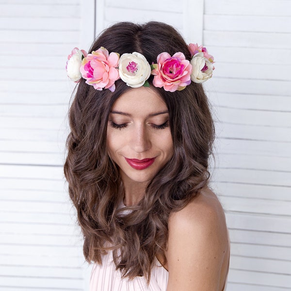 Blumen-Haarband für deinen JGA in lila/rosa für einen perfekten Junggesellinnenabschied
