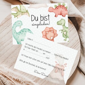 Einladung Kinder-Geburtstag Dinosaurier mit Name , Digital/Download, Print, Junge, Party, Dekoration, Ankündigung, A6