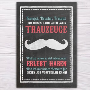 A6 Postkarte für Trauzeuge in Tafeloptik Glanzoptik Paierstärke 235g/m2 Geschenk für Trauzeuge
