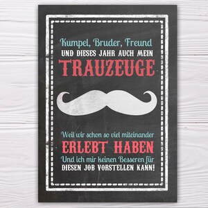 A6 Postkarte für Trauzeuge in Tafeloptik Glanzoptik Paierstärke 235g/m2 Geschenk für Trauzeuge Bild 1