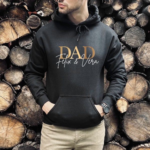 DAD Hoodie personalisiert mit Name, für Papa, Geschenk-Idee, Geburtstag, Weihnachten, Geburt, werdende Väter, Kapuzen-Pullover, Sweater