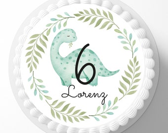 Cake topper personalized with name or desired text, Dinosaurs, For cakes or muffin, Baptism, Children's birthday, School enrollment,