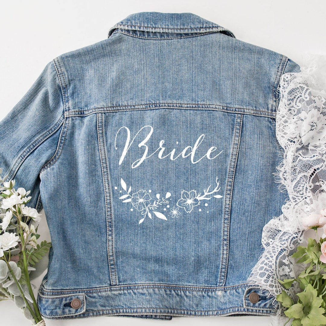 Denim Jacket bride With Flower Wreath for Bride - Etsy