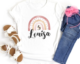 Children's T-shirt personalized with name, rainbow for girls, birthday gift, children's shirt, personalized, Christmas, back to school