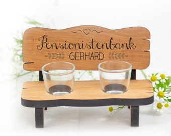 personalized liquor bench with name, engraving, gift idea for pension, retirement, Christmas