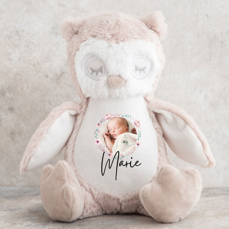 Kuscheltier personalisiert mit Name und Foto, Baby-Geschenk, Tauf-Geschenk, Plüschtier, Stofftier, Hase, Geburt, Erinnerung, Kinder, Taufe Bild 3